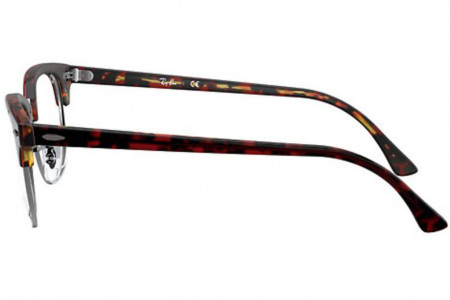 Lunettes de vue Ray-Ban RX5154 51mm Transparent Red On Havana, vue de profil